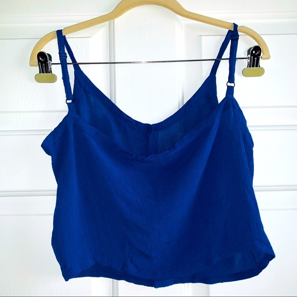 💣 Cobalt Cropped Button Up Tank Cami from Bali Sz XS - Picture 2 of 4